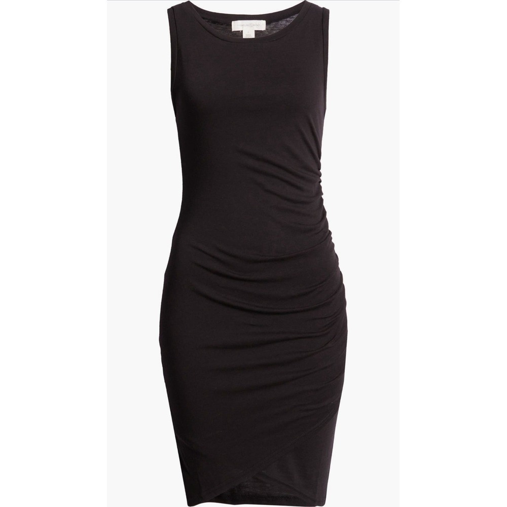 TREASURE & BOND NEW NWT Black Sleeveless Ruched Side Dress Large Lined Front - Picture 5 of 9